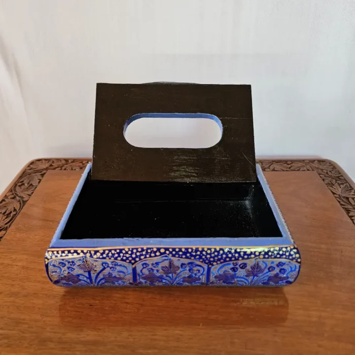 Small Tissue Box Holder | Purple Floral Paper Machie - Image 2