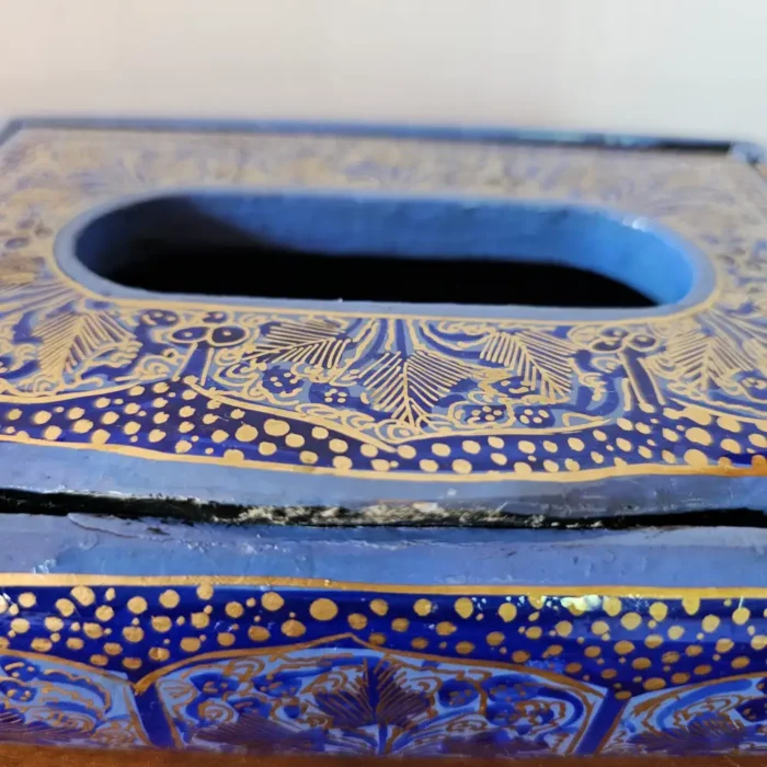 Small Tissue Box Holder | Purple Floral Paper Machie - Image 3