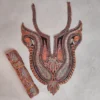 Kashmiri Badam Black and Copper Tilla Work Patch with Lace