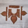 Brown Tilla Embroidered Kashmiri Izband Patch with Sleeves and Laces