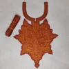 Maroon and Yellow Needle Embroidered Patch with Lace from Kashmir
