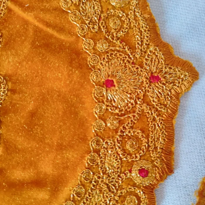 Kashmiri Mustard Tilla Embroidered Zoani Patch with Bootis and Lace - Image 2