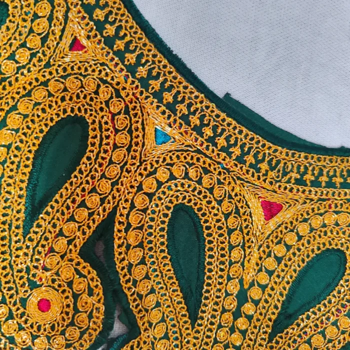 Badam Kul Kashmiri Green and Golden Tilla Embroidered Patch with 2 Laces - Image 3