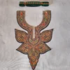 Dark Green and Golden Tilla Embroidered Sonzal Kashmiri Patch with Lace