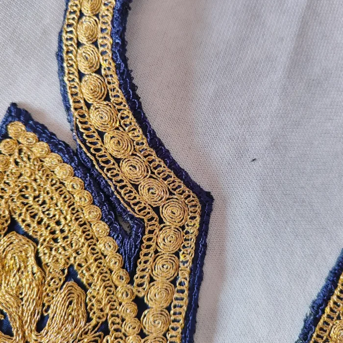 Dark Blue Tilla Embroidered Kashmiri Boab Naal and Chinar Patch with Laces - Image 2