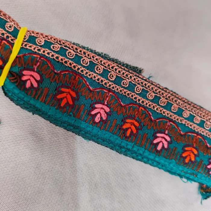 Blue and Copperr Tilla and Needle Embroidery Neck - Sleeves Patch with Lace - Image 4