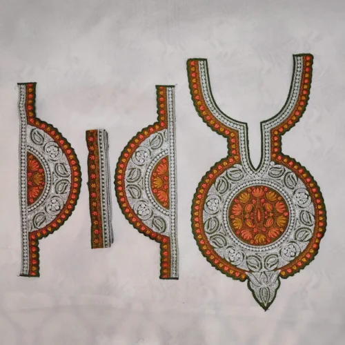 Kashmiri Green and Silver Tilla and Needle Embroidered Patch