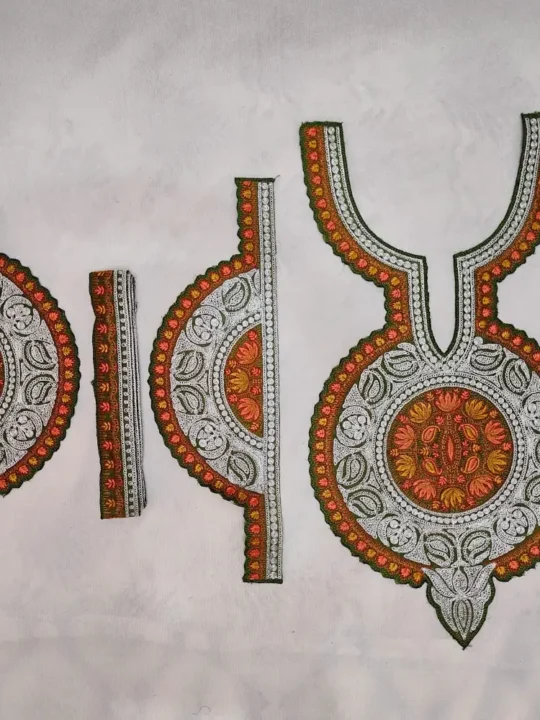 Kashmiri Green and Silver Tilla and Needle Embroidered Patch