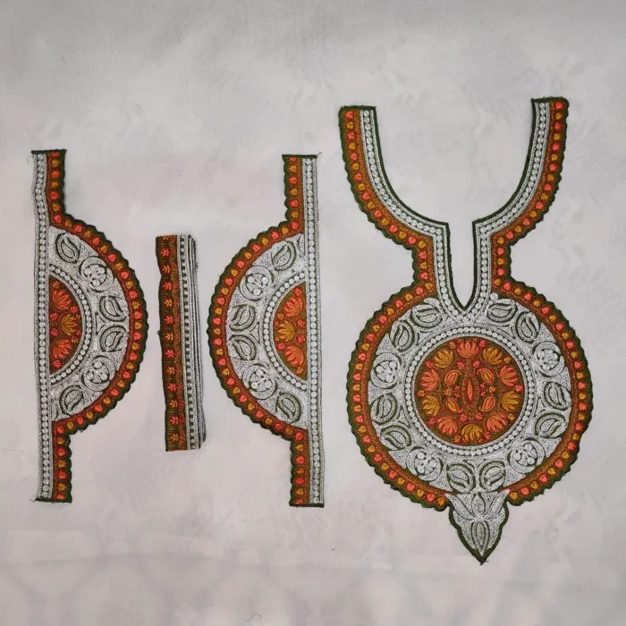 Kashmiri Green and Silver Tilla and Needle Embroidered Patch