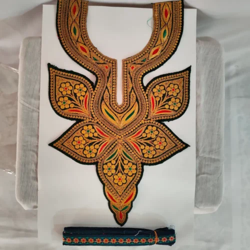 V Shape Tilla Embroidered Kashmiri Patch with Bootis and Laces