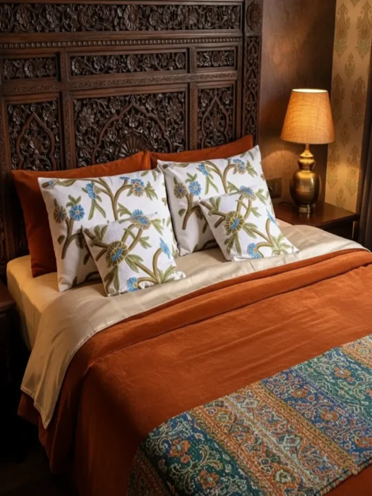 Set of 2 Cushion Covers and 2 pillow Covers with Hand Crewel Work