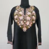 Black Long Kashmiri Ari Embroidered Cotton Kurti - Zohra