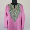 Elegent Pinkish Long Kashmiri Ari Embroidered Cotton Kurti - Zohra