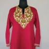 Elegent Long Maroon Kashmiri Ari Embroidered Cotton Kurti - Zohra