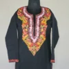 Black Color Long Kashmiri Ari Embroidered Cotton Kurti - Zohra