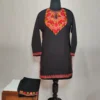 Black Kashmiri Cotton Aari Embroidered Kurti Set for Small Girl