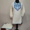Kashmiri White Cotton Aari Embroidered Kurti Set for Small Girl