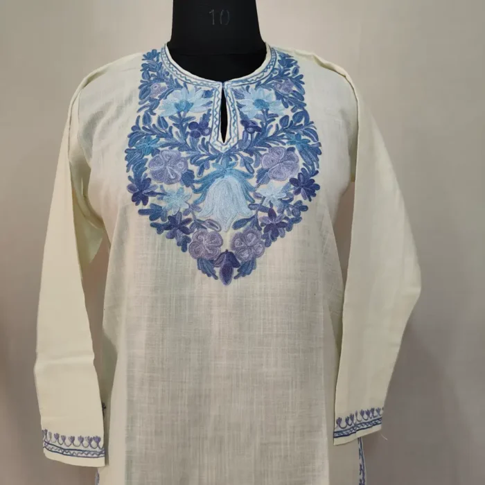 Keshir Insha Aari Embroidery Cotton Kurti Set for Small Girl (8-9 year) - Image 2