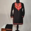 Black Cotton Aari Work Kurti Set for Teenage Girl