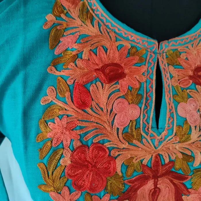 Meher Kashmiri Aari Embroidered Cotton Kurti Set for Small Girl (14-15 years) - Image 3