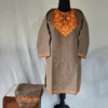 Beige color kashmiri Ruby Cotton Aari Embroidery Kurti Set for Teens
