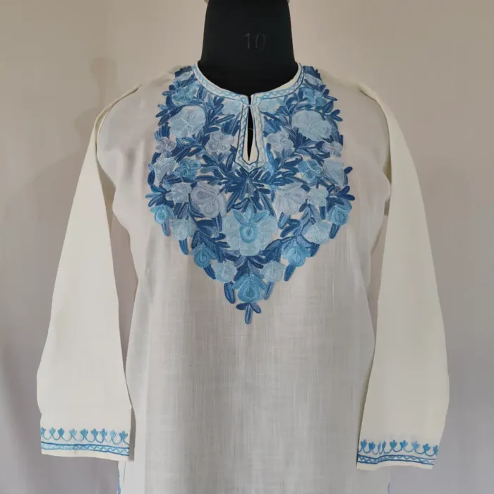 Nafeesa Keshir Aari Embroidery Cotton Kurti Set for Teen Girl (12-13 years) - Image 2