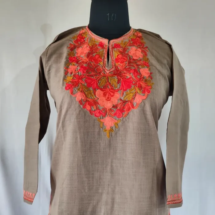 Keshir Cotton Aari Embroidery Feroza Kurti Set for Teens (12-13 Years) - Image 2