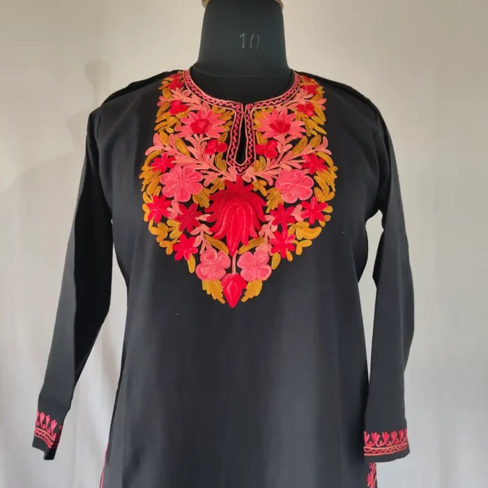 Kashmiri Aari Embroidered Cotton Yasmeen Kurti Set for Small Girl (12-13 Years) - Image 2