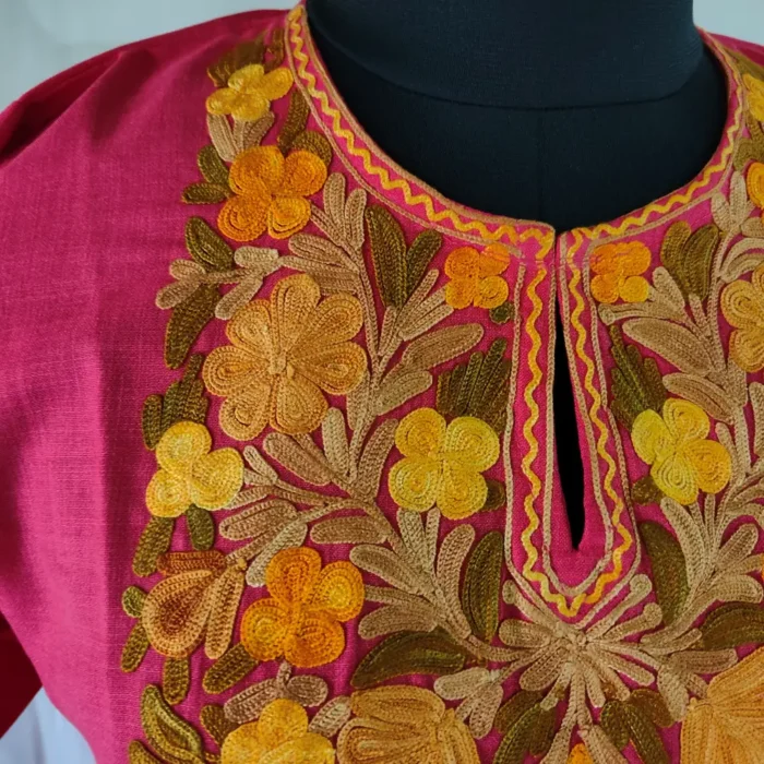 Insha Koshur Aari Embroidery Cotton Kurti Set for Teenage Girl (12-13 Years) - Image 3