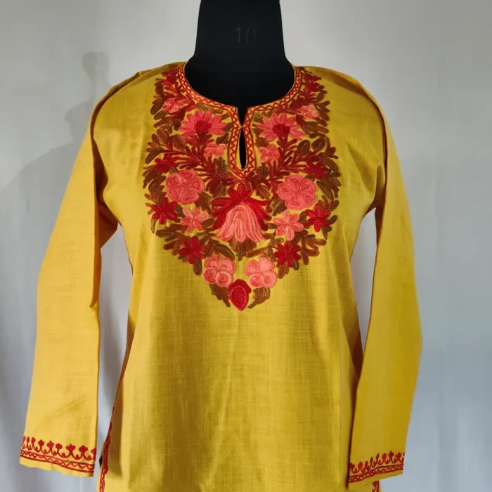 Hiba Kashmiri Cotton Aari Embroidery Kurti Set for Teen Girl (10-11 Year) - Image 2
