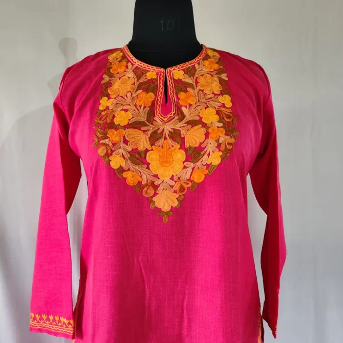 Nilofer Koshur Cotton Aari Embroidery Kurti Set for Small Girl (10-11 Year) - Image 2