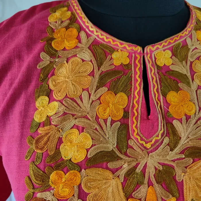 Nilofer Koshur Cotton Aari Embroidery Kurti Set for Small Girl (10-11 Year) - Image 3