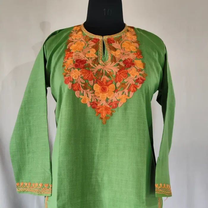 Inaya Cotton Keshir Aari Embroidery Kurti Set for Teenage Girl (10-11 Year) - Image 2