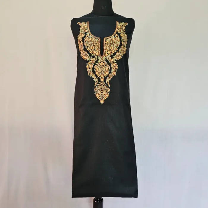Black 2PC Kashmiri Ruby Cotton Suit With Hand Aari work- Zohra - Image 2