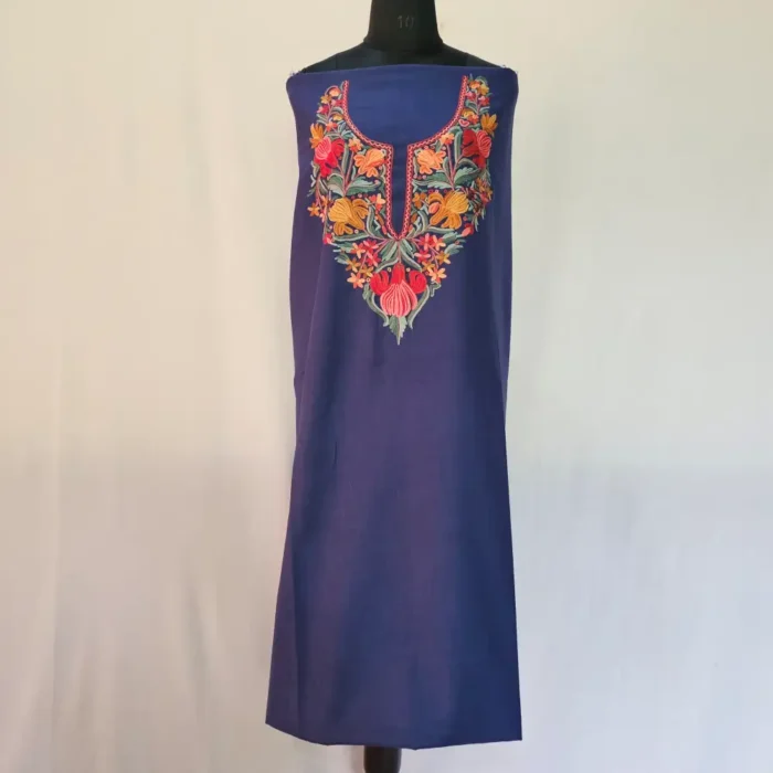 Dark Blue 2PC Kashmiri Ruby Cotton Suit With Hand Aari work- Zohra - Image 2