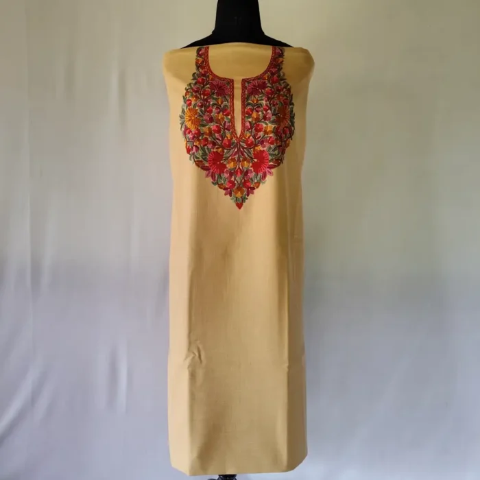 Kashmiri Yellow Hand Aari Embroidered Cotton Suit for Gulnaaz - Image 2