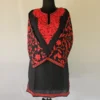 Black Short Kashmiri Cotton Kurti With Ari Embroidered Sleeves - Zohra