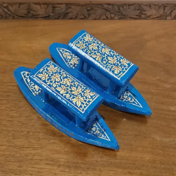 Set of 2 | Blue Kashmiri Paper Machie Shikara - Image 2