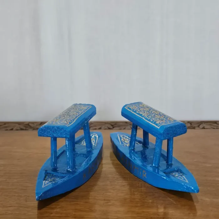 Set of 2 | Blue Kashmiri Paper Machie Shikara - Image 3