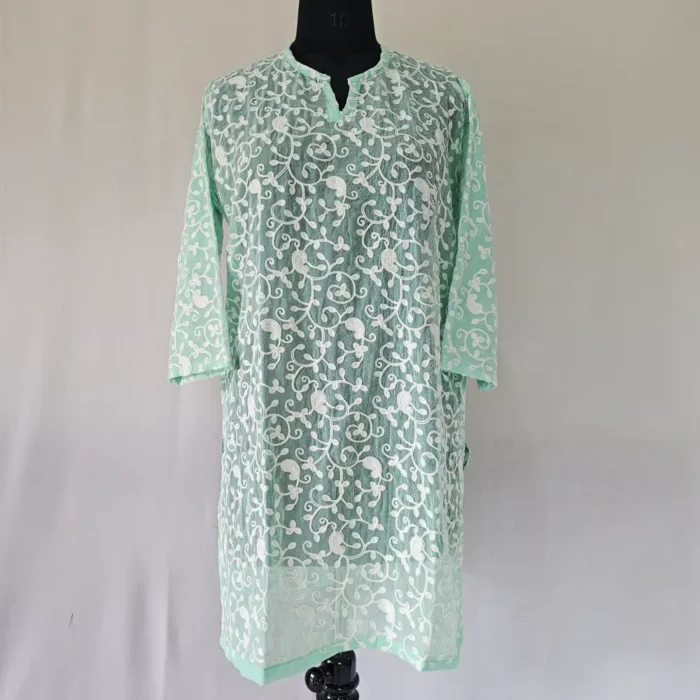 Sabzar Georgette Aari Work Kashmiri Short Kurti