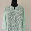 Sabzar Green Georgette Aari Work Kashmiri Long Kurti