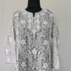 Kashmiri White and Grey Nori Long Kurti in Aari Embroidered Georgette