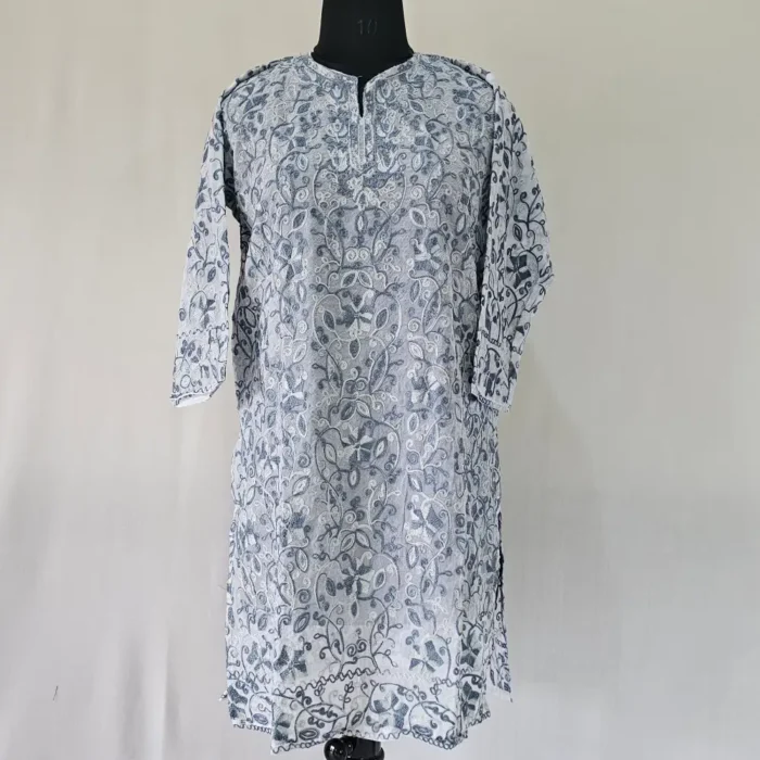 Aari Work Light Purple Kashmiri Georgette Long Kurti – Zuleikha