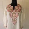 Samreen Summer Cool Cream Kashmiri Kurti with Aari Embroidery