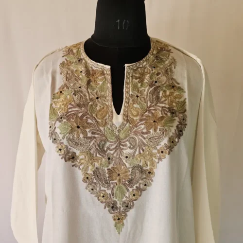 Cream Summer Cool Zunaira Kashmiri Aari Embroidered Kurti