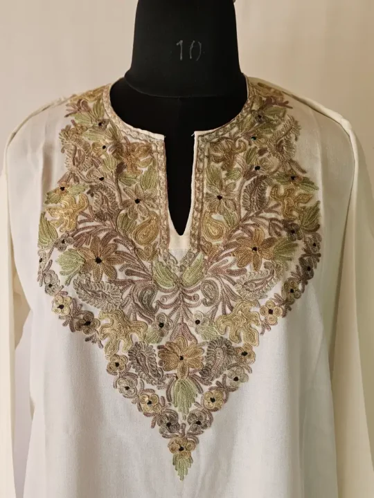 Cream Summer Cool Zunaira Kashmiri Aari Embroidered Kurti