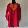 Summer Cool Aari Work Maroon Kashmiri Short Kurti