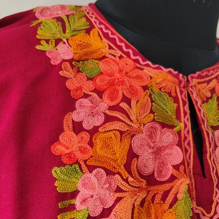 Summer Cool Shamah Aari Work Maroon Kashmiri Short Kurti - Image 3