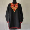 Black Aari Embroidered Short Summer Cool Kashmiri Kurti