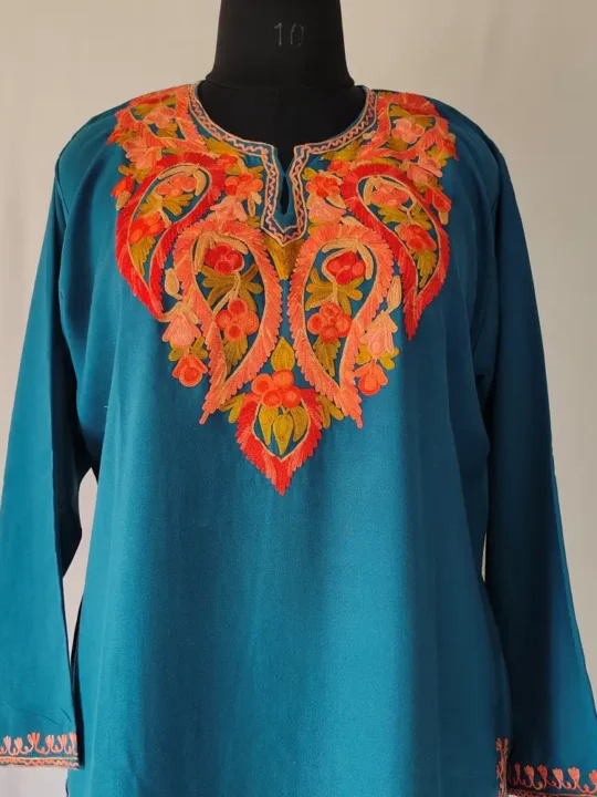 Kashmiri Aari Work Long Summer Cool Kurti
